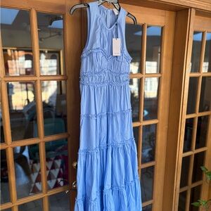 Cínq a Sept Blue Sleeveless Maxi Dress